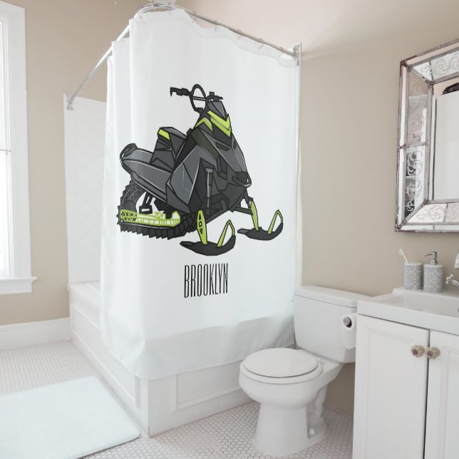 Darstellung des Cartoon Snowmobile Duschvorhang (Beispiel)