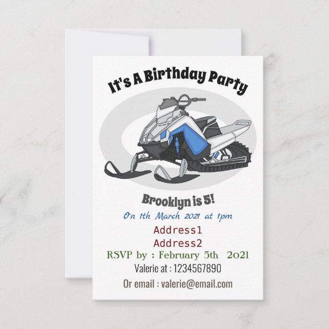 Darstellung des Cartoon Snowmobile Einladung (Vorderseite)