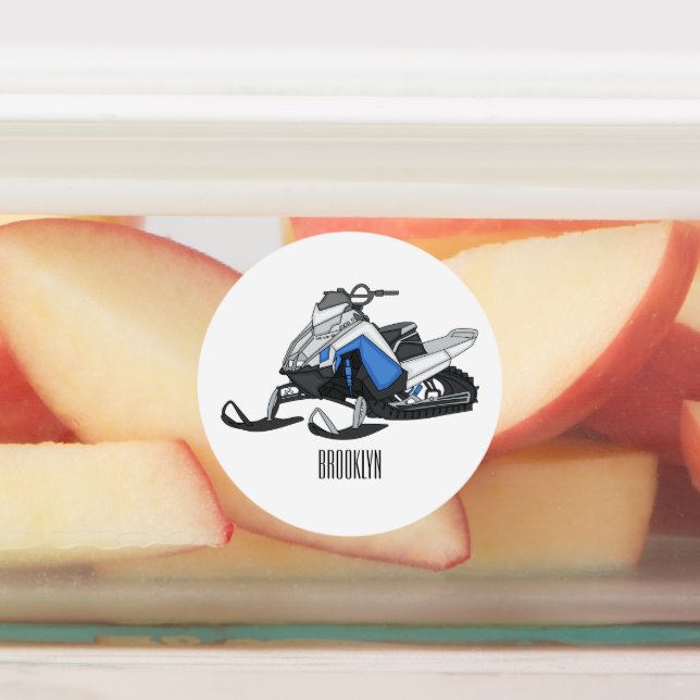 Darstellung des Cartoon Snowmobile Etiketten (Befestigt)