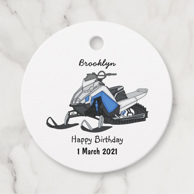 Darstellung des Cartoon Snowmobile Geschenkanhänger (Vorderseite)