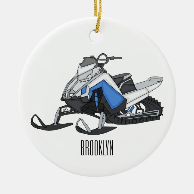 Darstellung des Cartoon Snowmobile Keramik Ornament (Vorne)