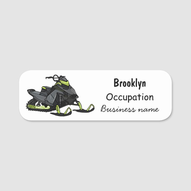 Darstellung des Cartoon Snowmobile Namensschild (Vorderseite)