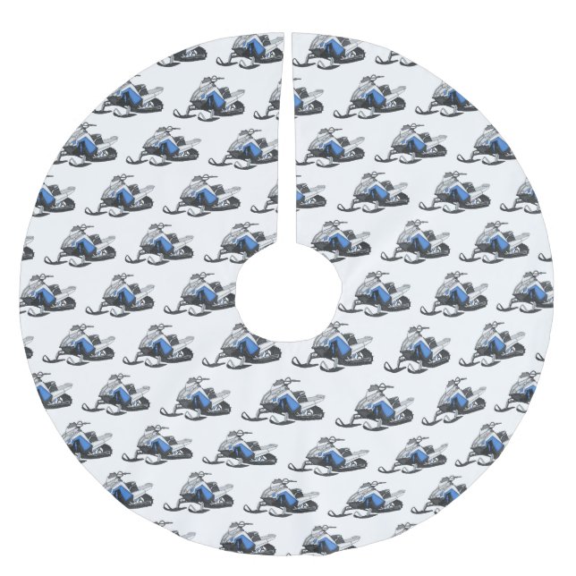 Darstellung des Cartoon Snowmobile Polyester Weihnachtsbaumdecke (Vorderseite)