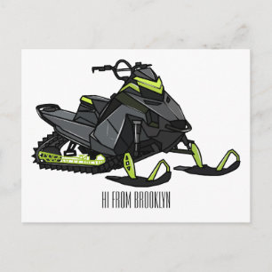 Darstellung des Cartoon Snowmobile Postkarte