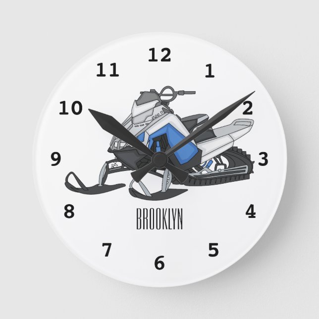 Darstellung des Cartoon Snowmobile Runde Wanduhr (Vorderseite)