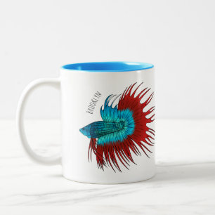 Darstellung des Cartoon von Bettfischen Zweifarbige Tasse