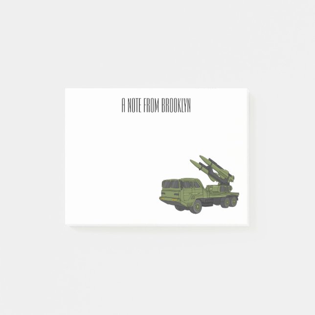 Darstellung des Cartoon von Militärraketen Post-it Klebezettel (Vorderseite)
