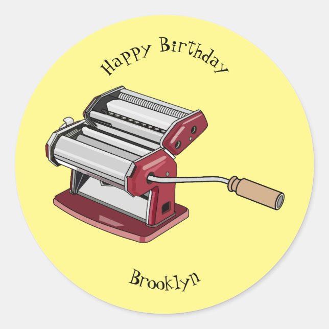 Darstellung des Cartoon von Pasta Maker Runder Aufkleber (Vorderseite)