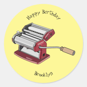 Darstellung des Cartoon von Pasta Maker Runder Aufkleber