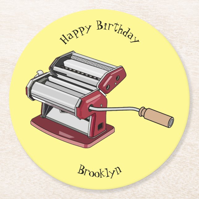 Darstellung des Cartoon von Pasta Maker Runder Pappuntersetzer (Vorderseite)