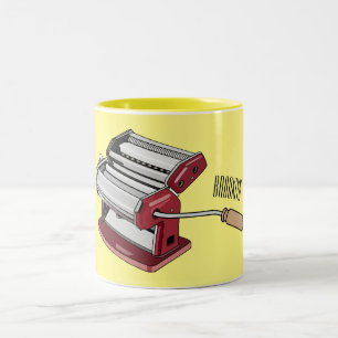 Darstellung des Cartoon von Pasta Maker Zweifarbige Tasse