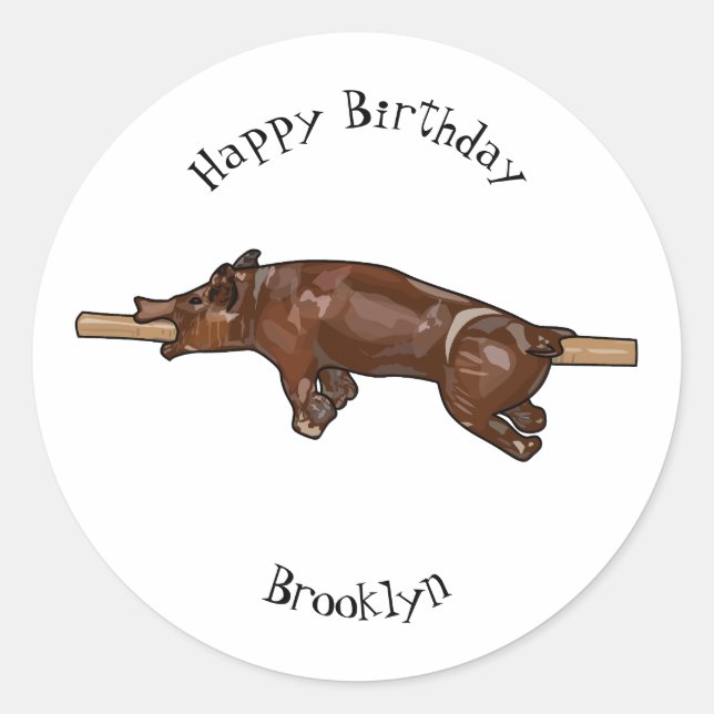 Darstellung des Cartoon von Schweinegrost/Schweine Runder Aufkleber (Vorderseite)