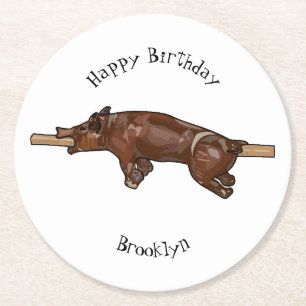 Darstellung des Cartoon von Schweinegrost/Schweine Runder Pappuntersetzer