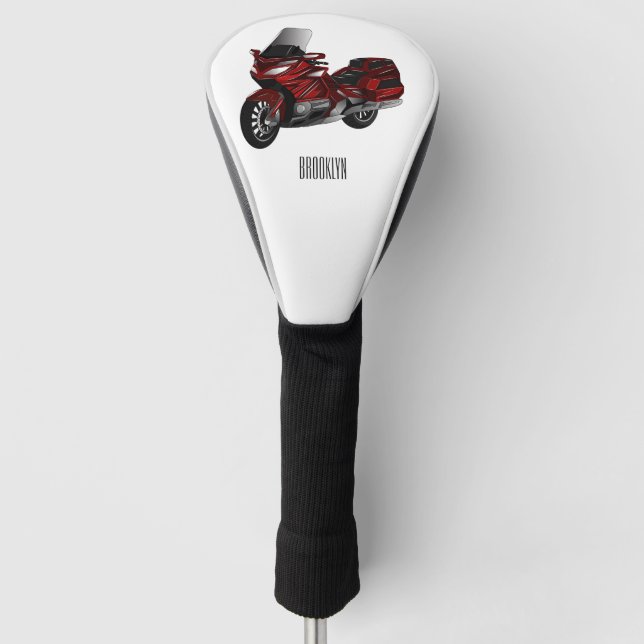 Darstellung des Cartoon von Touren in Motorrädern Golf Headcover (Vorderseite)