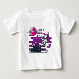 Darstellung des lebendigen Astronauten-Retro-Raume Baby T-shirt