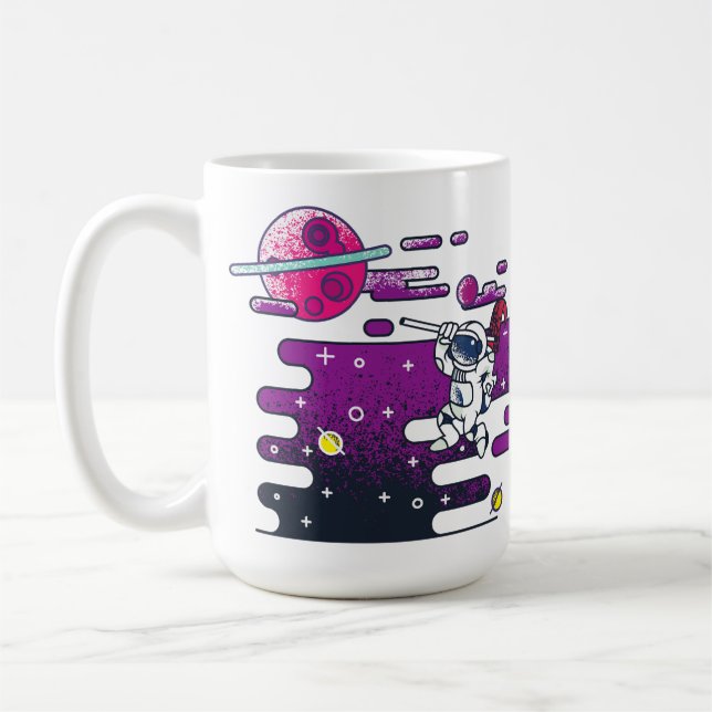 Darstellung des lebendigen Astronauten-Retro-Raume Kaffeetasse (Links)
