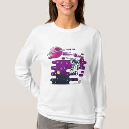 Darstellung des lebendigen Astronauten-Retro-Raume T-Shirt