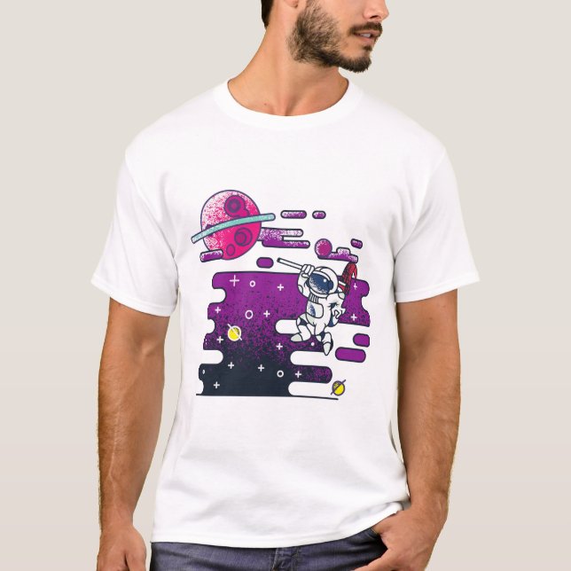 Darstellung des lebendigen Astronauten-Retro-Raume T-Shirt (Vorderseite)