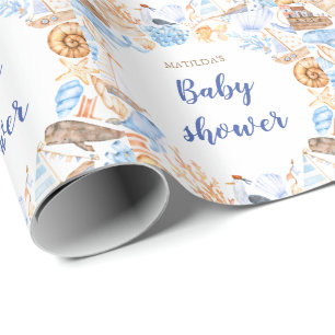 Darstellung des nautischen Strandes Babydusche Geschenkpapier