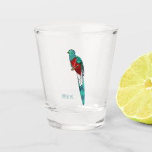 Darstellung des Quetzal-Cartoon Schnapsglas