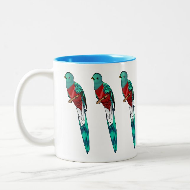 Darstellung des Quetzal-Cartoon Zweifarbige Tasse (Links)
