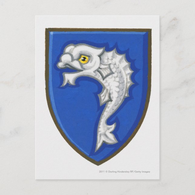 Darstellung des Symbol für heraldische Fische auf  Postkarte (Vorderseite)