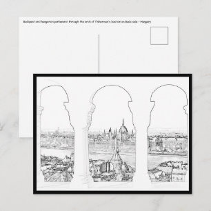 Darstellung des ungarischen Parlaments und Budapes Postkarte