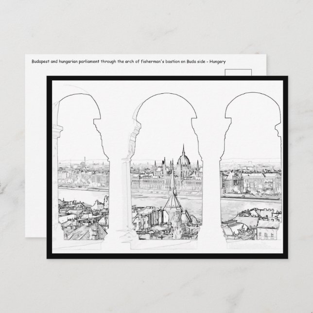 Darstellung des ungarischen Parlaments und Budapes Postkarte (Vorne/Hinten)