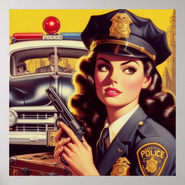 Darstellung des Vintagen Polizeibeamten Poster (Vorne)