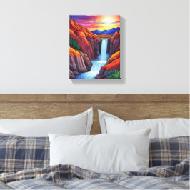 Darstellung des Wasserfalls in der Nacht Leinwanddruck