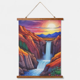 Darstellung des Wasserfalls Wandteppich Mit Holzrahmen