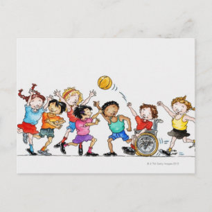 Darstellung einer Gruppe von Kindern, einschließli Postkarte