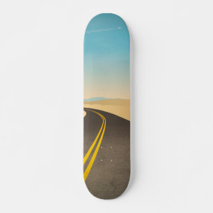 Darstellung einer leeren Autobahn in der Wüste Skateboard