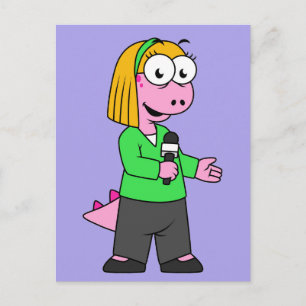 Darstellung eines Allosaurus-Nachrichtenreporters. Postkarte