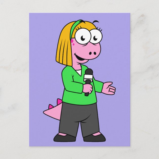 Darstellung eines Allosaurus-Nachrichtenreporters. Postkarte (Vorderseite)