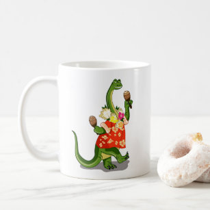Darstellung eines Brontosaurus, der Maracas spielt Kaffeetasse