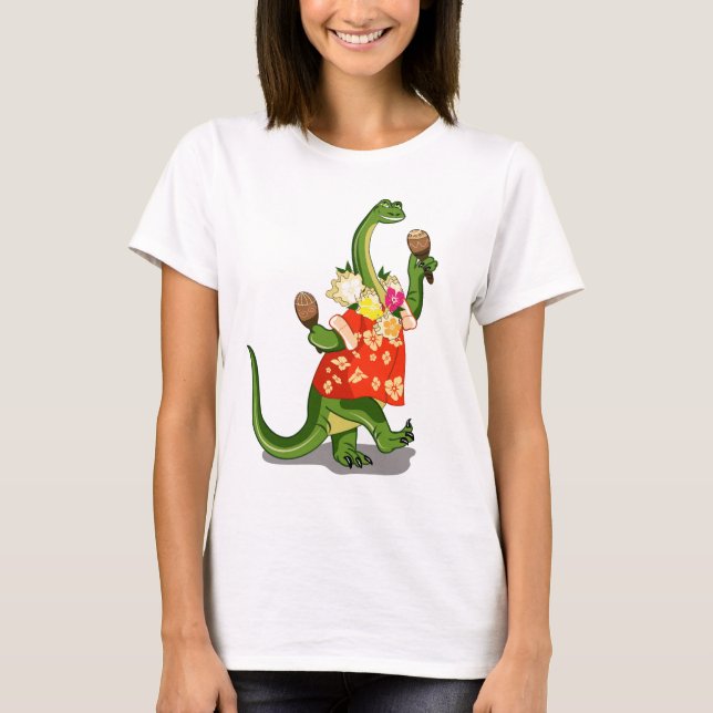 Darstellung eines Brontosaurus, der Maracas spielt T-Shirt (Vorderseite)