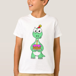 Darstellung eines Brontosaurus mit Geburtstagskuch T-Shirt