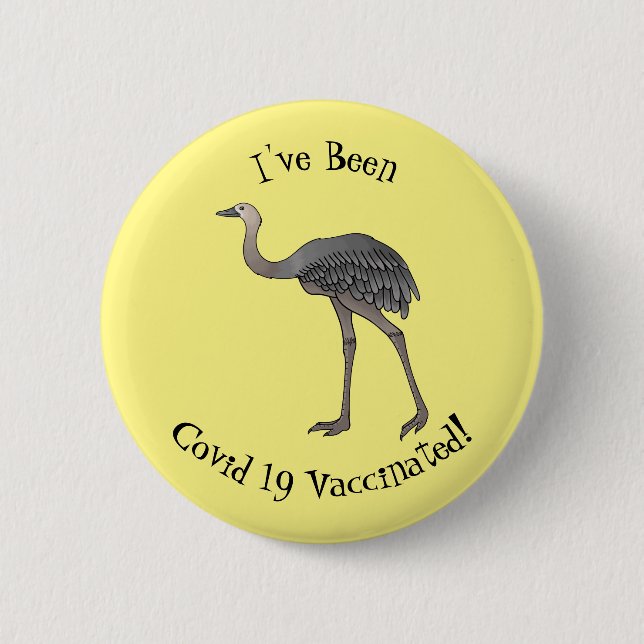 Darstellung eines größeren Rhea-Cartoon Button (Vorderseite)