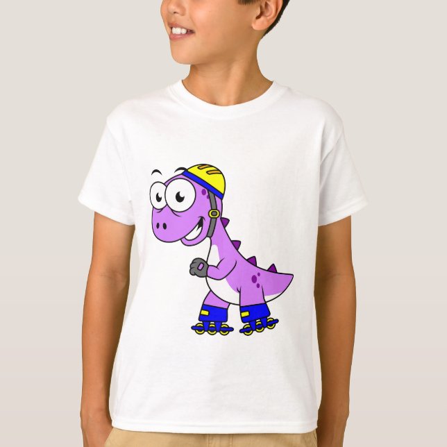 Darstellung eines Skaten Tyrannosaurus Rex. T-Shirt (Vorderseite)
