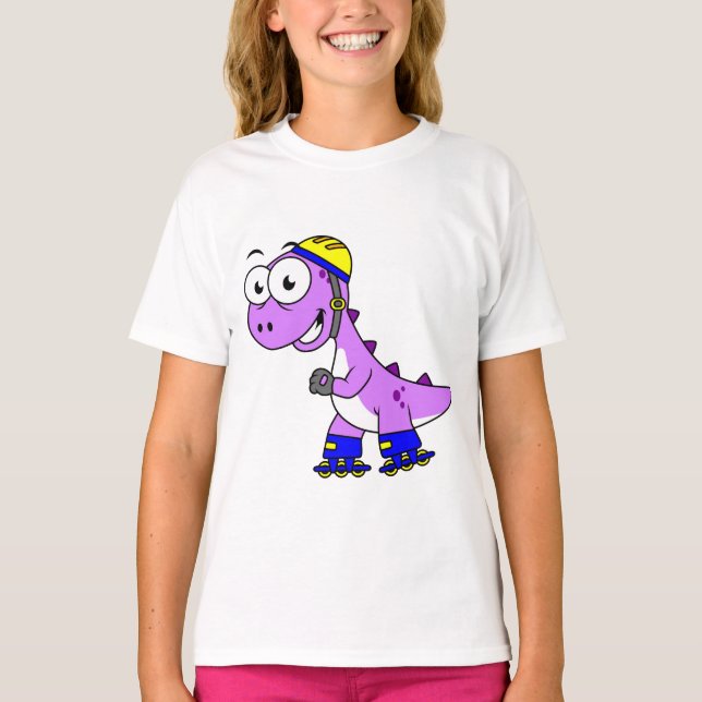 Darstellung eines Skaten Tyrannosaurus Rex. T-Shirt (Vorderseite)