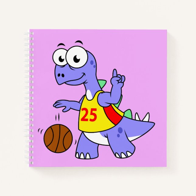 Darstellung eines Stegosaurus, der Basketball spie Notizbuch (Vorderseite)