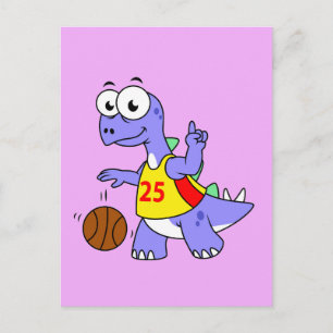 Darstellung eines Stegosaurus, der Basketball spie Postkarte