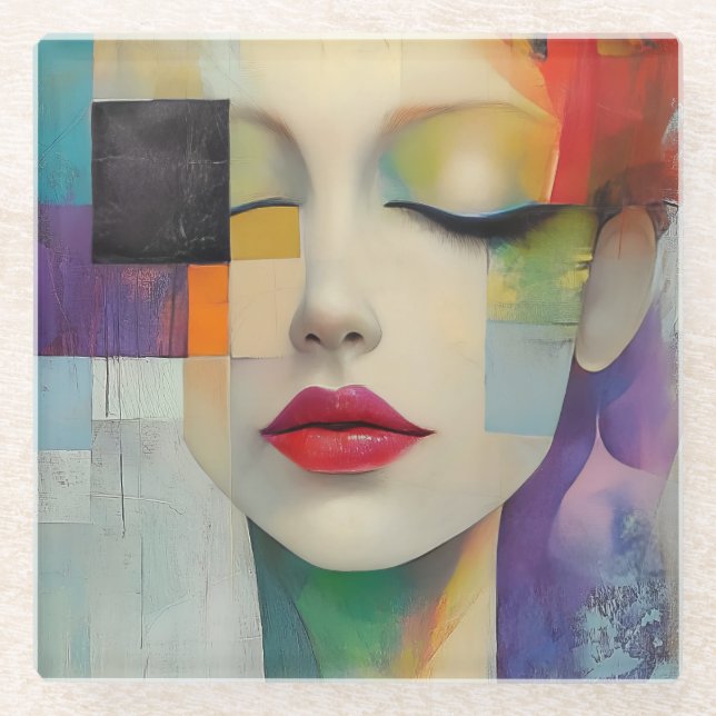 Darstellung in Farbblockrealismus Glasuntersetzer (Vorderseite)