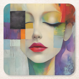 Darstellung in Farbblockrealismus Rechteckiger Pappuntersetzer