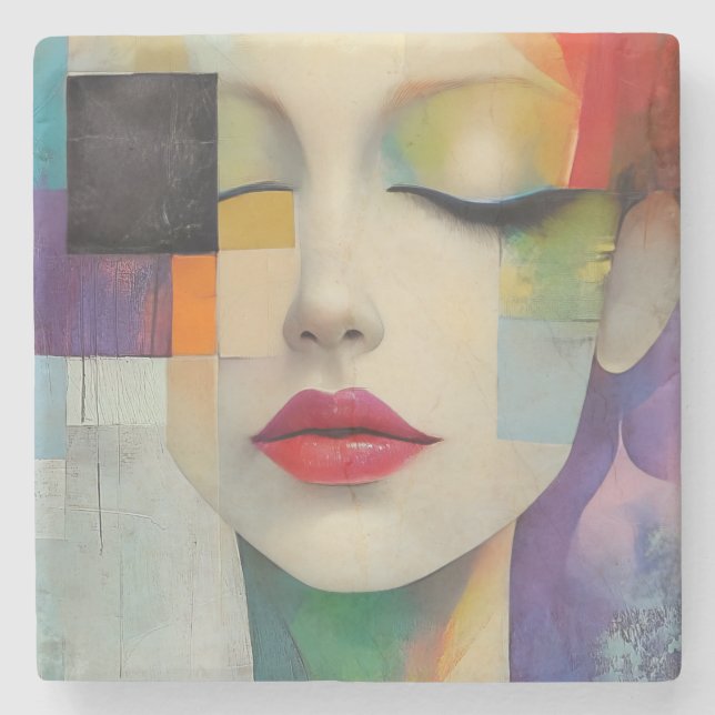 Darstellung in Farbblockrealismus Steinuntersetzer (Vorderseite)