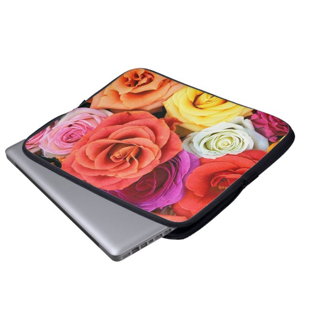 Darstellung mehrfarbiger Rose Laptopschutzhülle (Vorne Knopf)