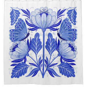 Darstellung mit Schmetterlingen und Blume abgeschi Duschvorhang