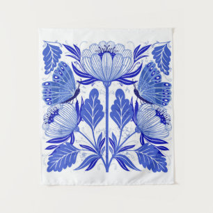 Darstellung mit Schmetterlingen und Blume abgeschi Wandteppich