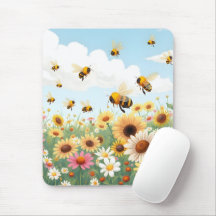 Darstellung niedlicher Bienen und Blume